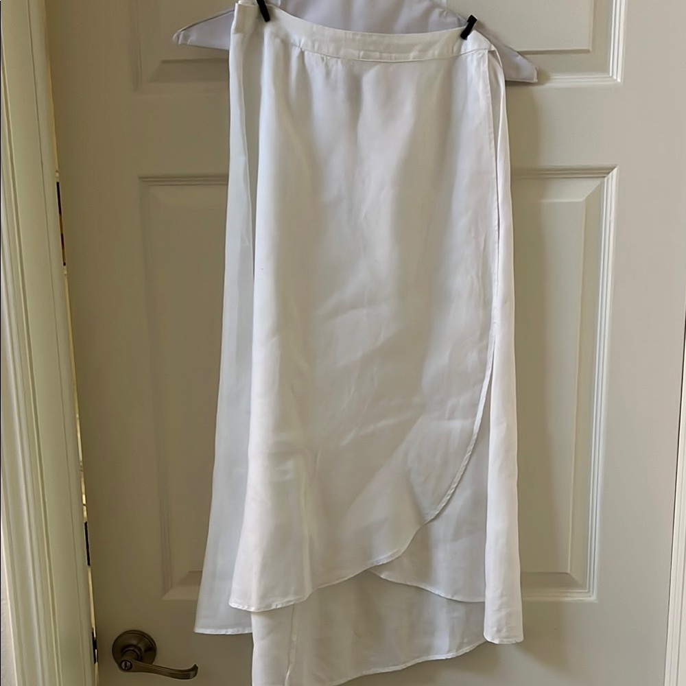 Saks Fifth Avenue White Midi Linen Wrap Skirt Resort Wear